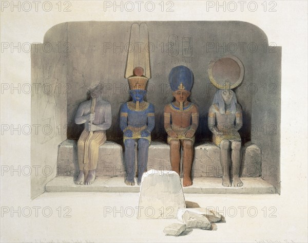 Sanctury of the Temple of Abu Simbel, Egypt, 19th century. Artist: David Roberts