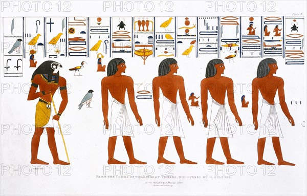 'Murals from the Tombs of the Kings at Thebes, discovered by G Belzoni', 1820-1822. Artist: Charles Joseph Hullmandel