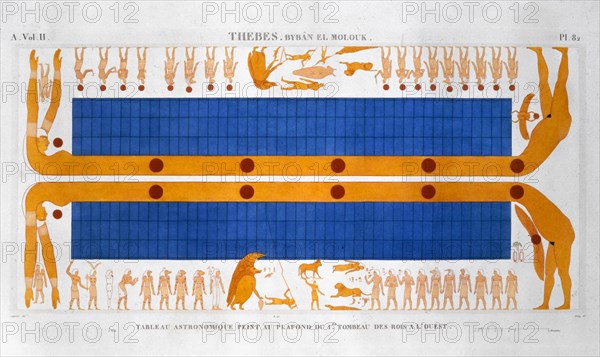 Ancient Egyptian astronomical table, c1822. Artist: Leroy