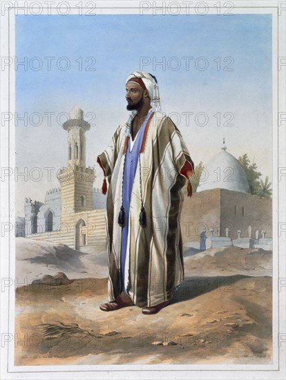 A fellah dressed in a haba, 1848. Artist: Charles Bour