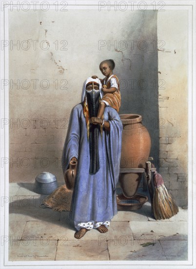 Fellah woman and child, 1848. Artist: Charles Bour