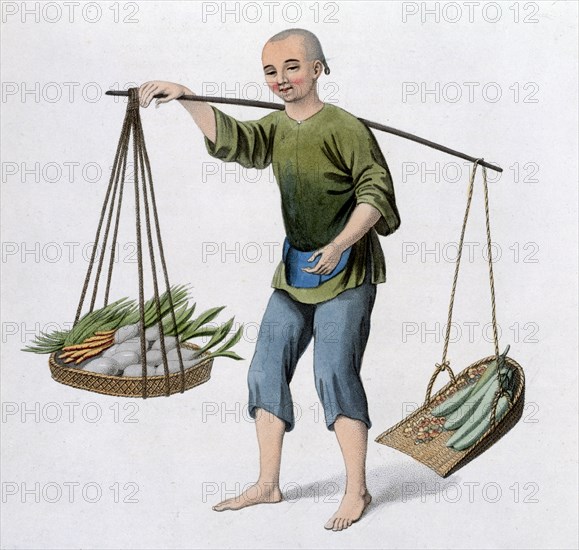 A boy with vegetables, 1800. Artist: J Dadley