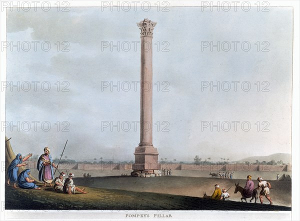 Pompey's Pillar, Alexandria, Egypt, 1802. Artist: Thomas Milton