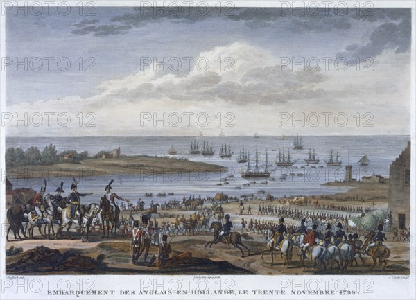 'The Embarkation of the English in Holland, 30 November 1799'. Artist: Louis Francois Couche