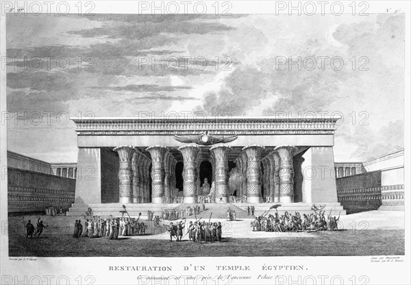 Artist's recreation of a large Egyptian temple, 1799. Artist: Pierre Nicolas Ransonette