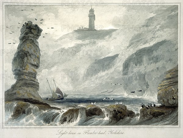 'Lighthouse on Flamborough Head', Yorkshire, 1822. Artist: William Daniell