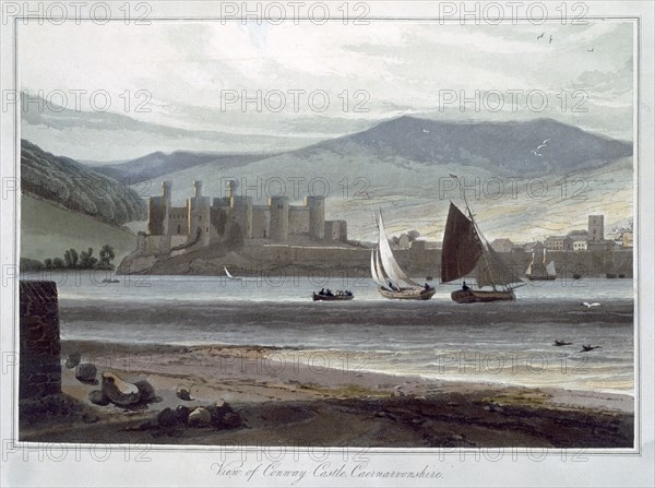 'View of Conway Castle, Caernarvonshire', Wales, 1814-1825. Artist: William Daniell