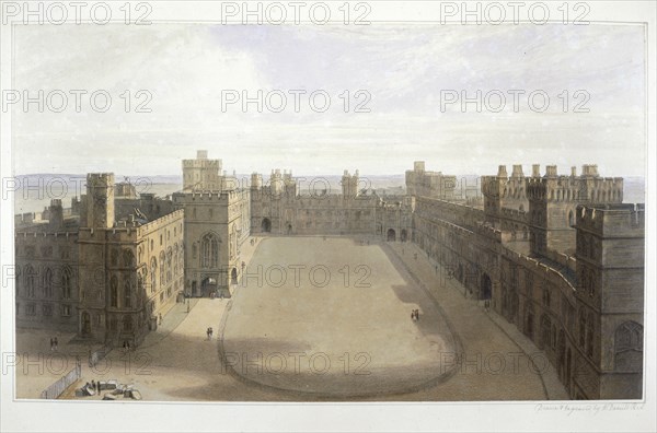 'Looking onto the Quadrangle at Windsor', c1825-1830. Artist: William Daniell