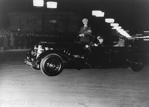 Adolf Hitler, German Nazi dictator, parading in a car, Berlin, Germany, c1930s. Artist: Unknown