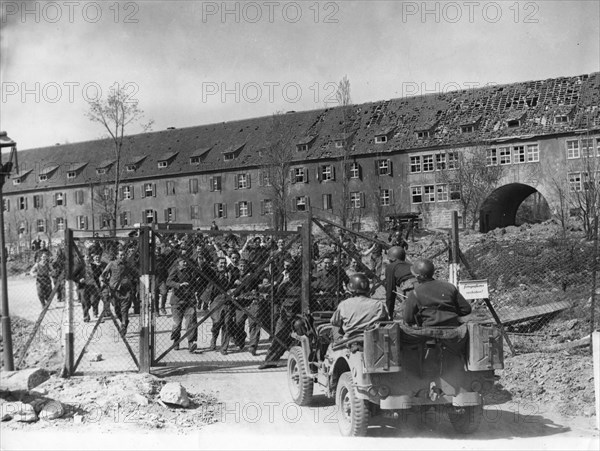 Prisoner of war camp, Kitzingen, Bavaria, April 1945. Artist: Unknown