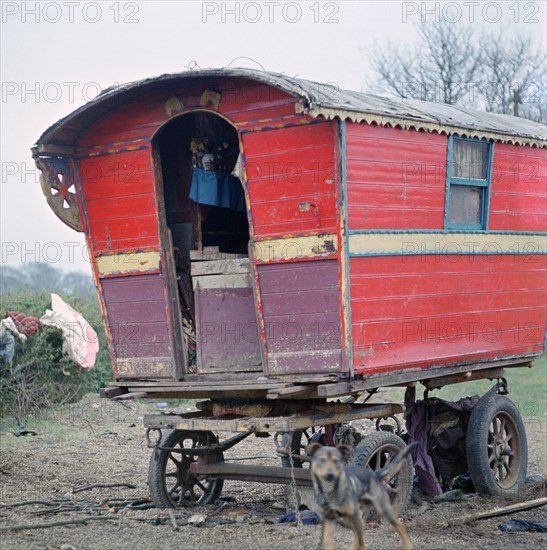 Caravan of the Vincent family, gipsies, Charlwood, Newdigate area, Surrey, 1964.