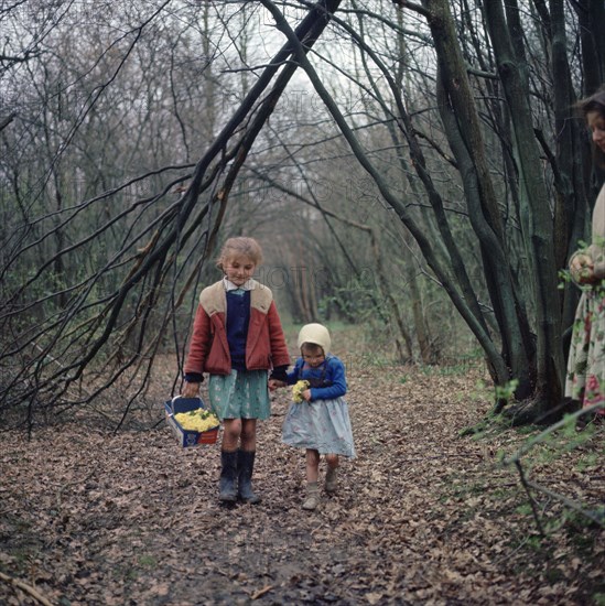 Two young gipsy girls, members of the Vincent family, Charlwood, Newdigate area, Surrey, 1964.