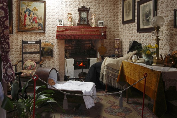 19th century cottage interior, Arran Heritage Museum, Brodick, Arran, North Ayrshire, Scotland.