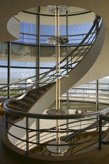 South staircase, De La Warr Pavilion, Bexhill on Sea, East Sussex.