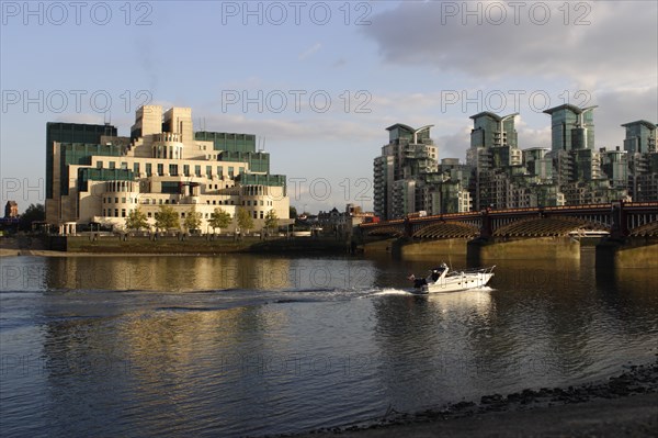 The SIS Building from across the River Thames, London.