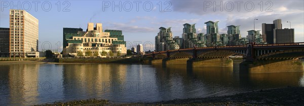 The SIS Building from across the River Thames, London.