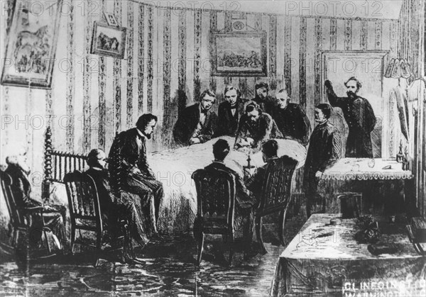 The death of President Abraham Lincoln, 14th April 1865. Artist: Unknown