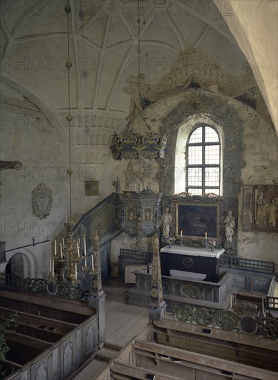 Interior of the old church of Trönö, province of Hälsingland, Sweden. Artist: Göran Algård