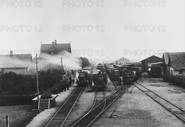 The railwaystation at Klippan village, Scania, Sweden, 1910s. Artist: Unknown