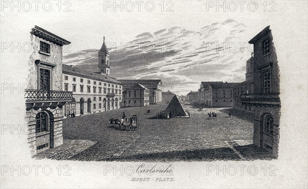 The market square at Karlsruhe, Germany, c1833. Artist: Unknown