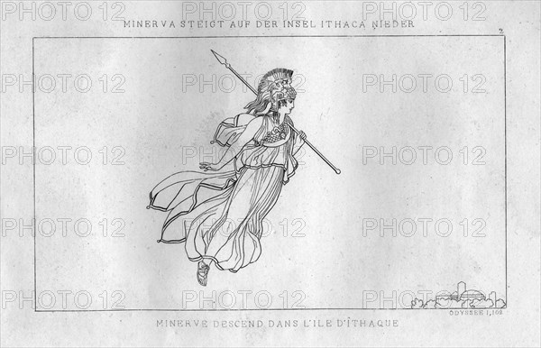 'Athena sets foot on the island of Ithaca, c1833. Artist: Unknown