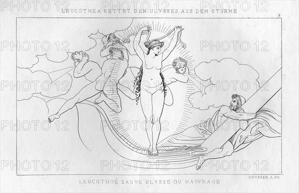 Leucothea, the sea deity, saves Odysseus in the storm, c1833. Artist: Unknown