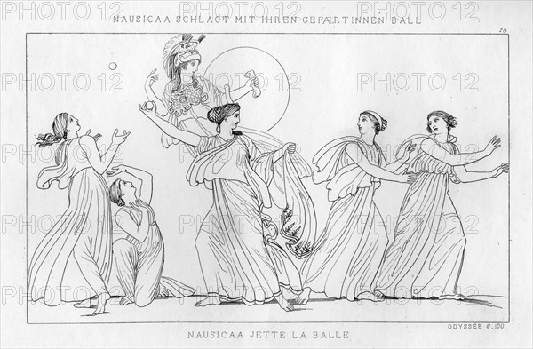 Nausicaa playing a ball game, c1833. Artist: Unknown