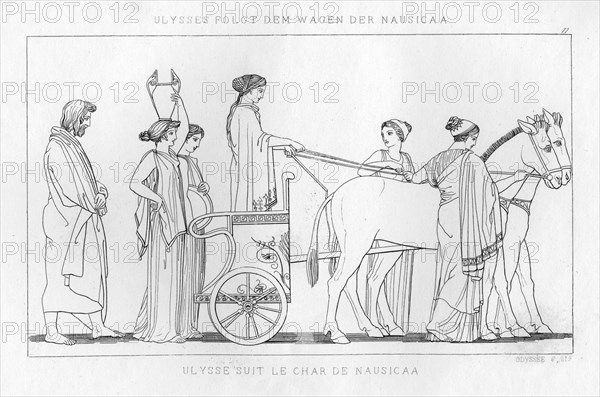 Odysseus follows the chariot of Nausicaa, c1833. Artist: Unknown