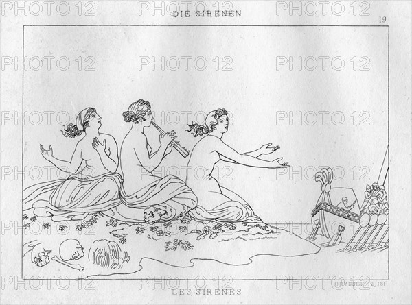 The Sirens attempting to lure Odysseus onto the rocks, c1833. Artist: Unknown