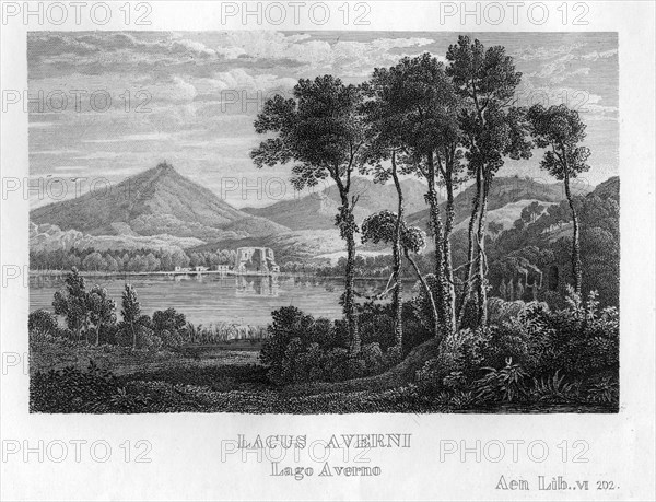 Lake Avernus, Campania, Italy, c1833. Artist: Unknown