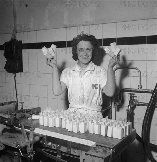 Making ice lollies during the heat wave, Stockholm, Sweden 24th July 1943. Artist: Karl Sandels