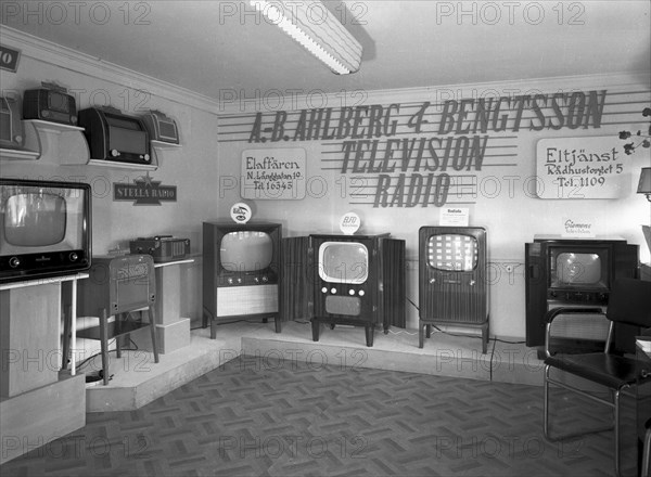 Exhibition of TV sets, Landskrona, Sweden, 1954. Artist: Unknown