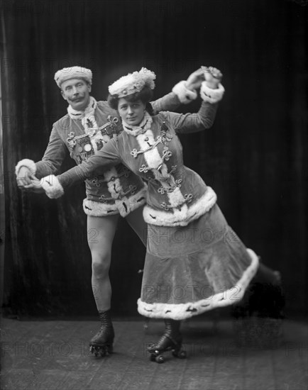 Circus roller-skating artists, Landskrona, Sweden, 1910. Artist: Unknown