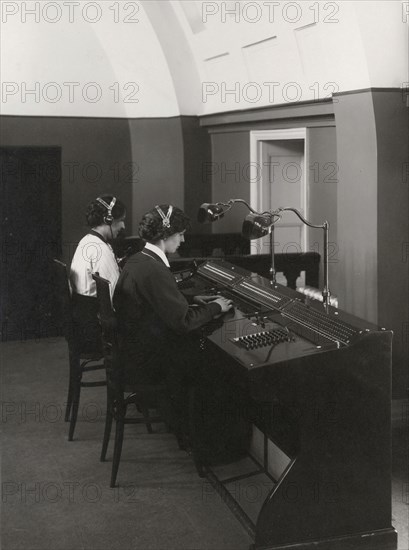 Two female operators at a Western Electric switchboard, Landskrona, Sweden, 1927. Artist: Unknown