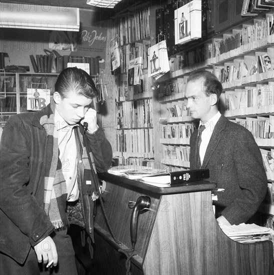 Inside Rentzes music shop, Landskrona, Sweden, 1959. Artist: Unknown