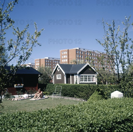 A small house in a big town, Landskrona, Sweden, 1990. Artist: Unknown