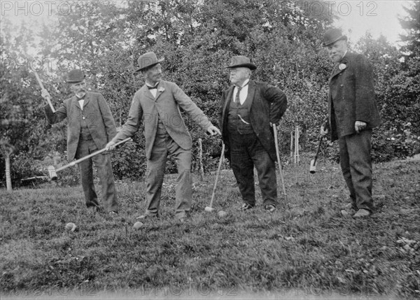 Four men playing croquet. Artist: Unknown