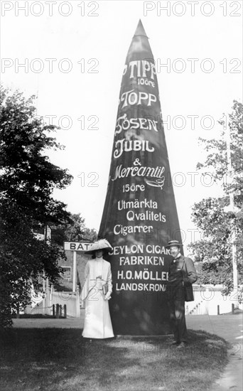 Advertising pillar for Ceylon cigars, Landskrona, Sweden. 1913. Artist: Unknown