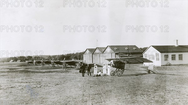 Early aviation at Ljungbyhed Aviation School, Sweden. Artist: Unknown