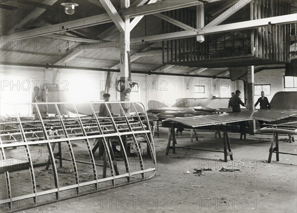 The wing workshop, Enoch Thulin's aircraft factory, Landskrona, Sweden, 1917. Artist: Unknown