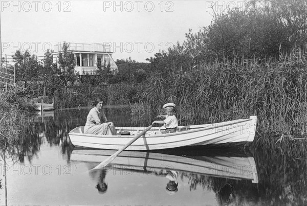 Rowing in the moat of the citadel, Landskrona, Sweden 1915. Artist: Unknown