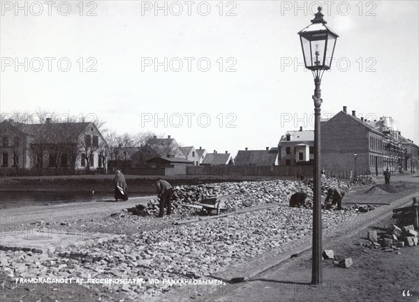 A new road being built, Landskrona, Sweden, 1900. Artist: Borg Mesch