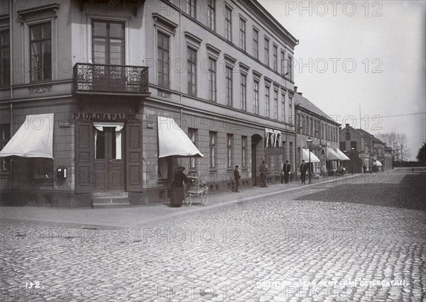 People walking on Queen's street, Landskrona, Sweden, 1900. Artist: Borg Mesch