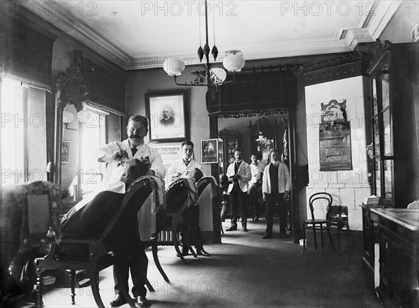 Barber's shop, Malmö, Sweden. 1911. Artist: Unknown