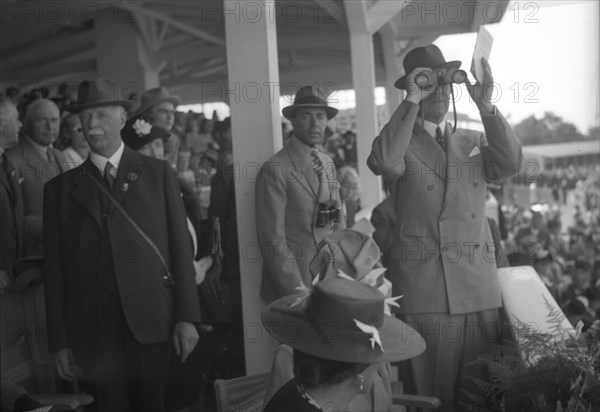 Crown Prince Gustav Adolf visiting Jägersro racecourse, Malmö, Sweden, c1930-1949 (?). Artist: Otto Ohm