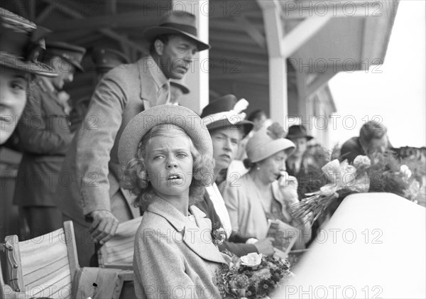 Prince Gustav Adolf visiting Jägersro racecourse, Malmö, Sweden, 1945. Artist: Otto Ohm