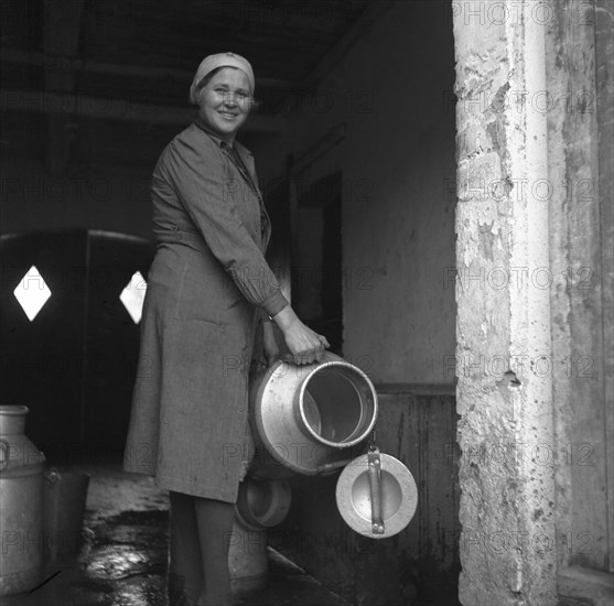 Immigrant farm worker from Estonia in Sweden, 1946. Artist: Otto Ohm