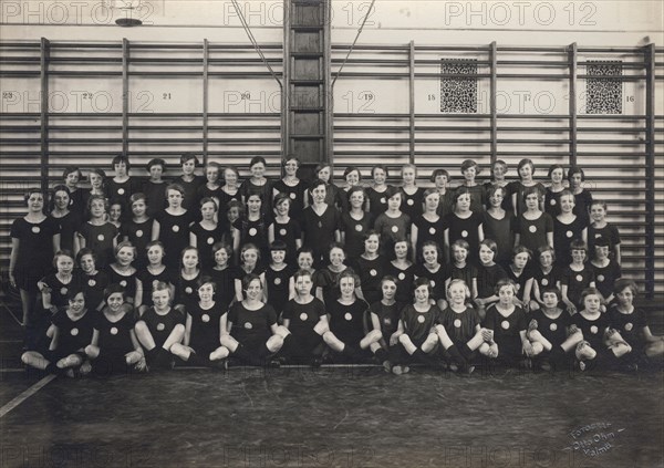 Physical education class at school, Sweden, 1927. Artist: Otto Ohm