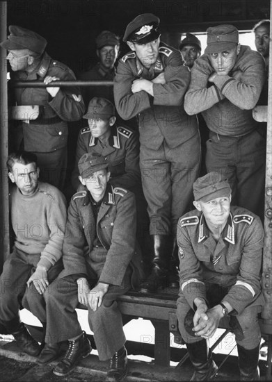 German prisoners of war on a train, Trelleborg station, Sweden, 1945. Artist: Unknown