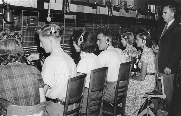 Men and women telephone switchboard operators, Trelleborg, Sweden, mid 20th century. Artist: Unknown